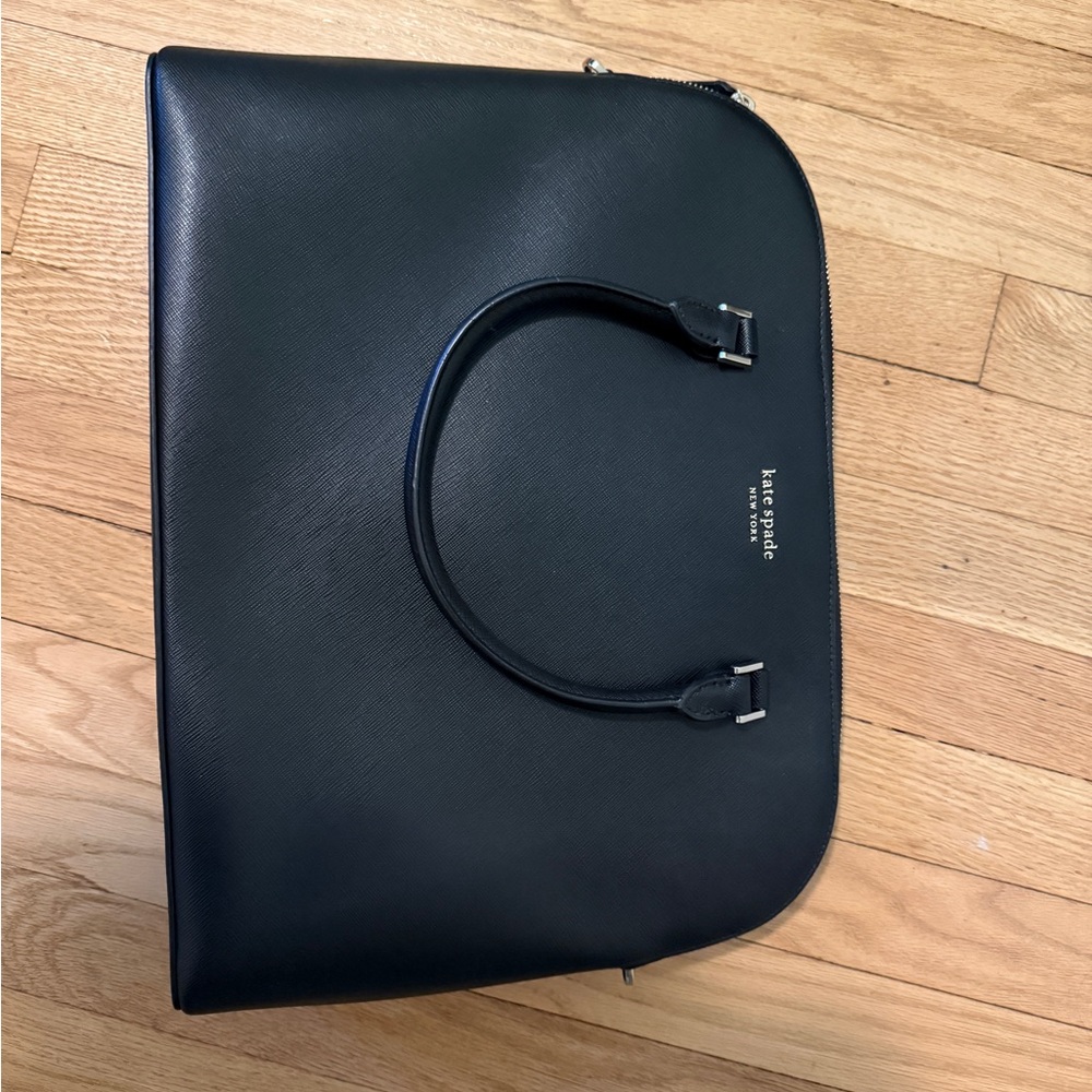 kate spade Black Leather Structured Laptop Tote